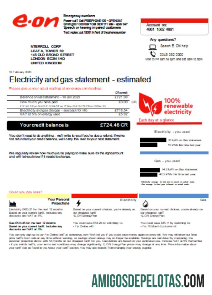 Projeto de lei de serviços públicos da E.ON no Reino Unido, SCR1 exemplo real